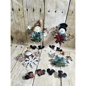 Sweet Rustic Metal Painted Snowman Christmas Ornament Tree Star Snowflake Boots